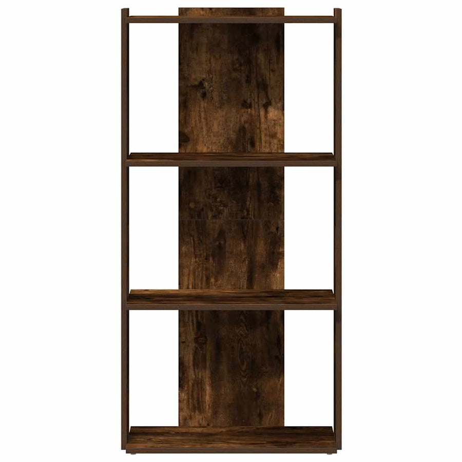 Boekenkast 3-laags 60x30x120 cm bewerkt hout gerookt eikenkleur