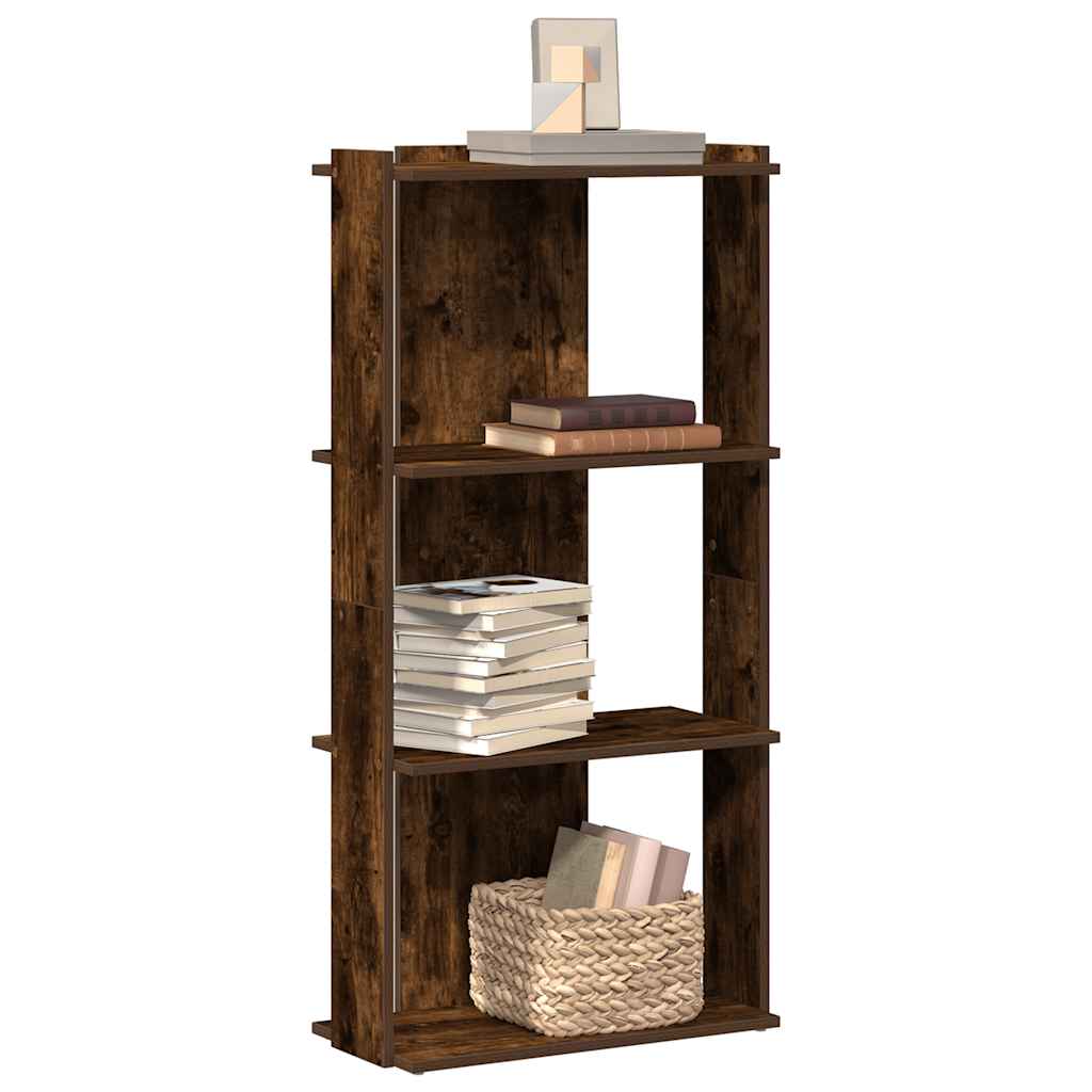 Boekenkast 3-laags 60x30x120 cm bewerkt hout gerookt eikenkleur
