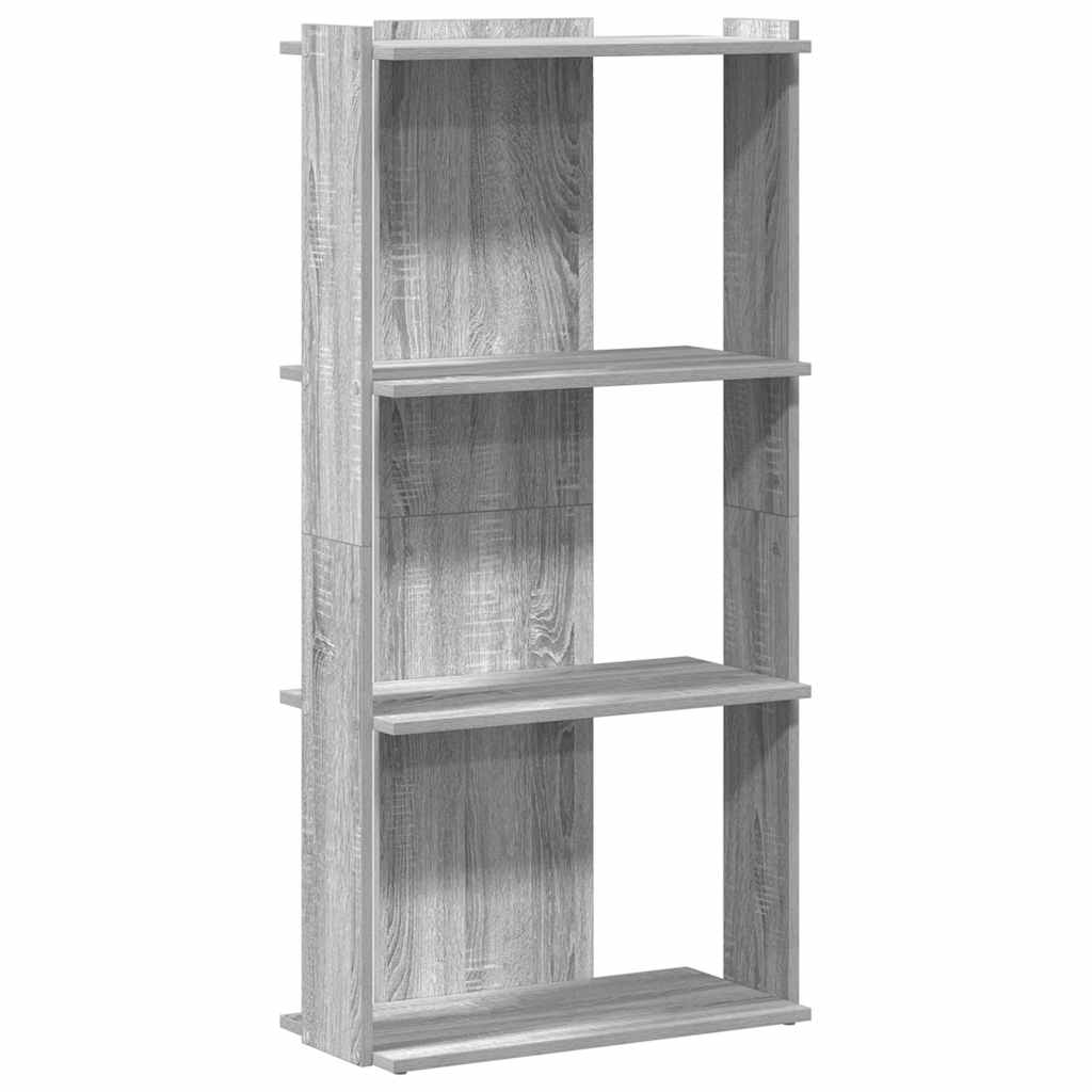 Boekenkast 3-laags 60x30x120 cm bewerkt hout grijs sonoma eiken