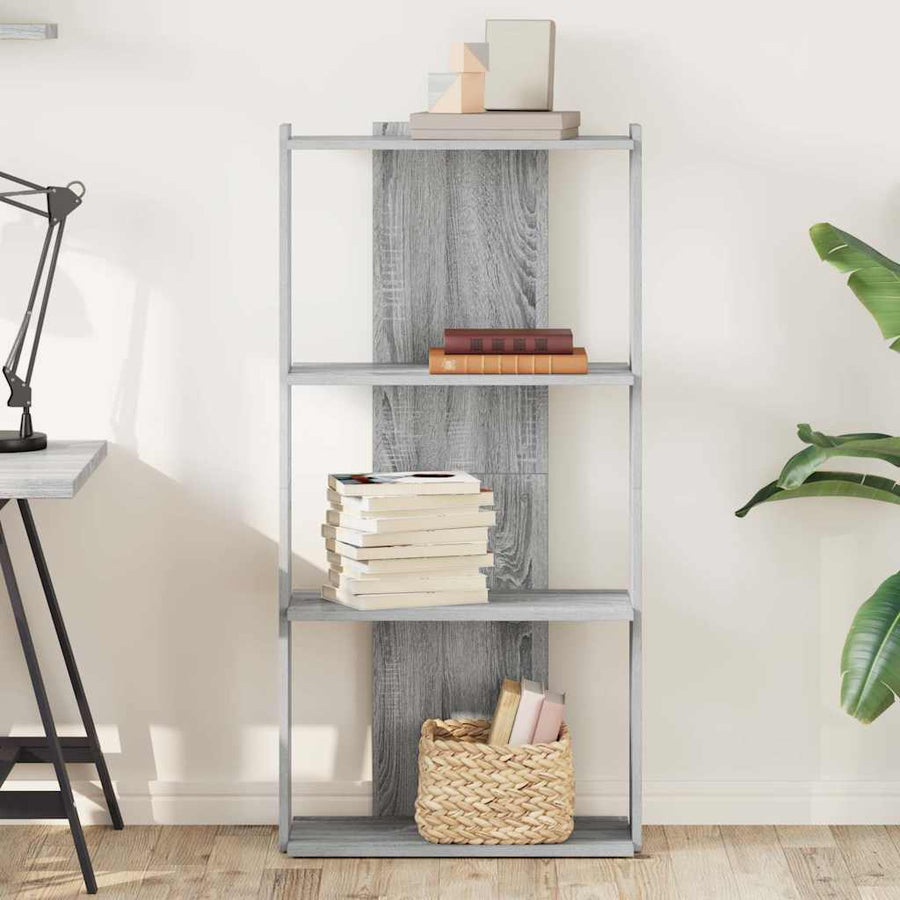 Boekenkast 3-laags 60x30x120 cm bewerkt hout grijs sonoma eiken