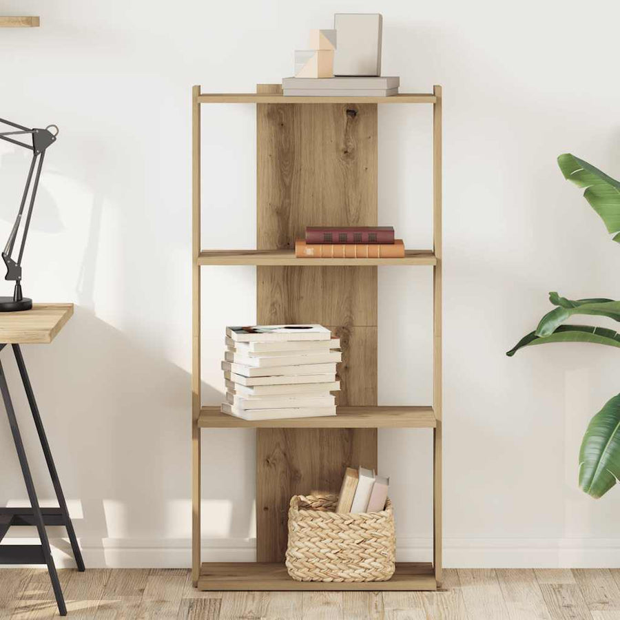 Boekenkast 3-laags 60x30x120 cm bewerkt hout artisanaal eiken