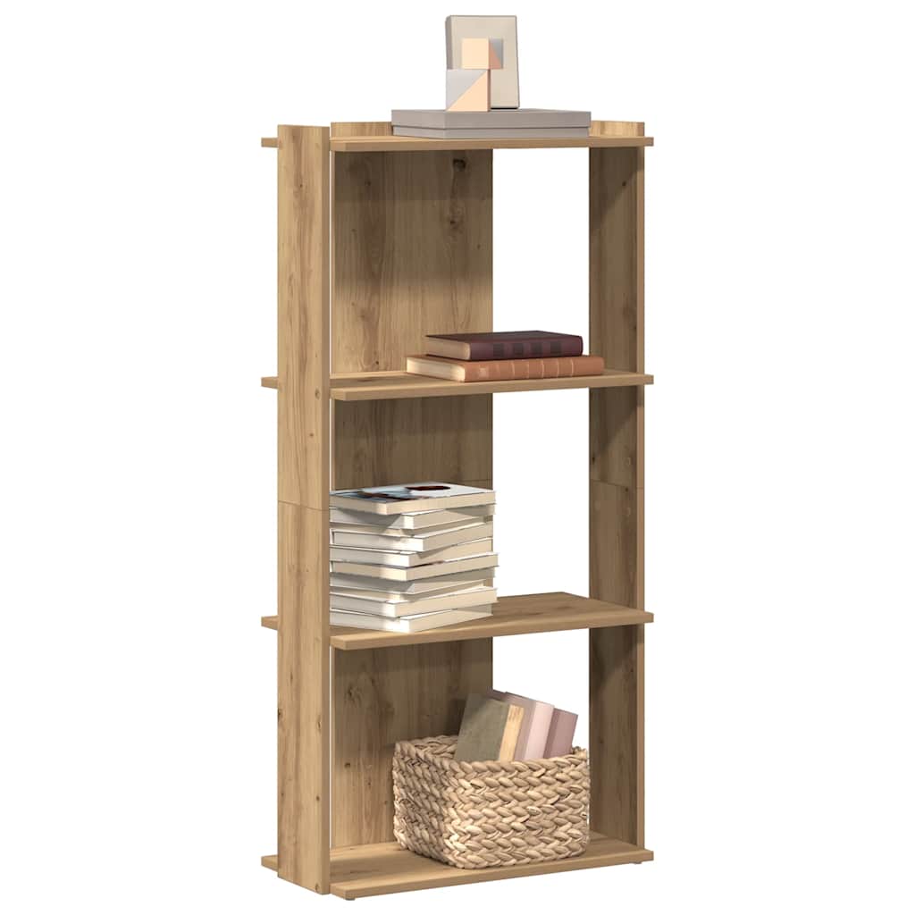 Boekenkast 3-laags 60x30x120 cm bewerkt hout artisanaal eiken