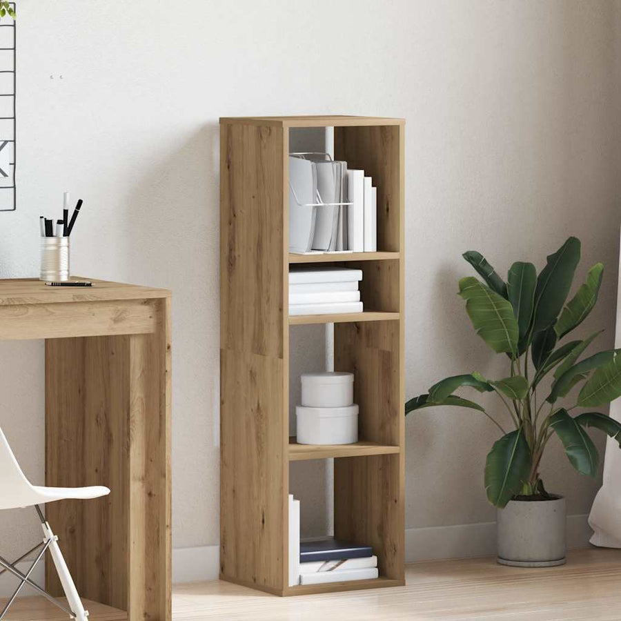 Boekenkast 34x31x112 cm bewerkt hout artisanaal eikenkleur