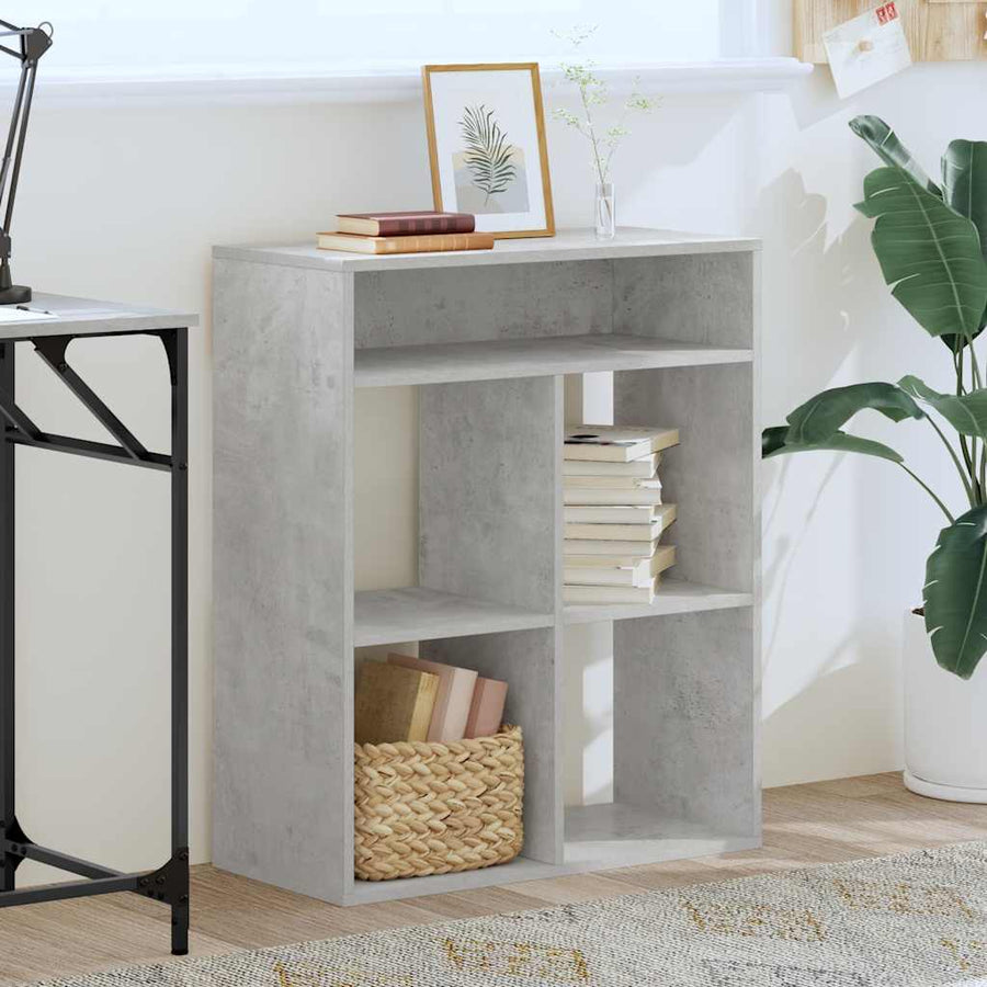 Boekenkast 66x31x80 cm bewerkt hout betongrijs