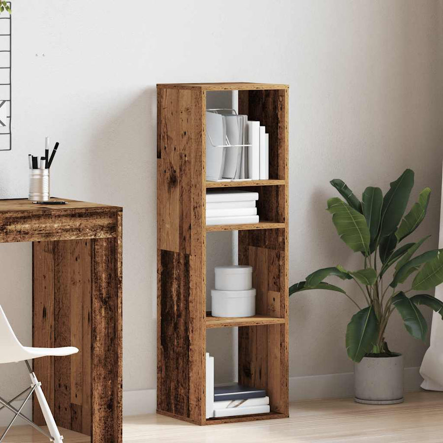 Boekenkast 34x31x112 cm bewerkt hout oud houtkleurig