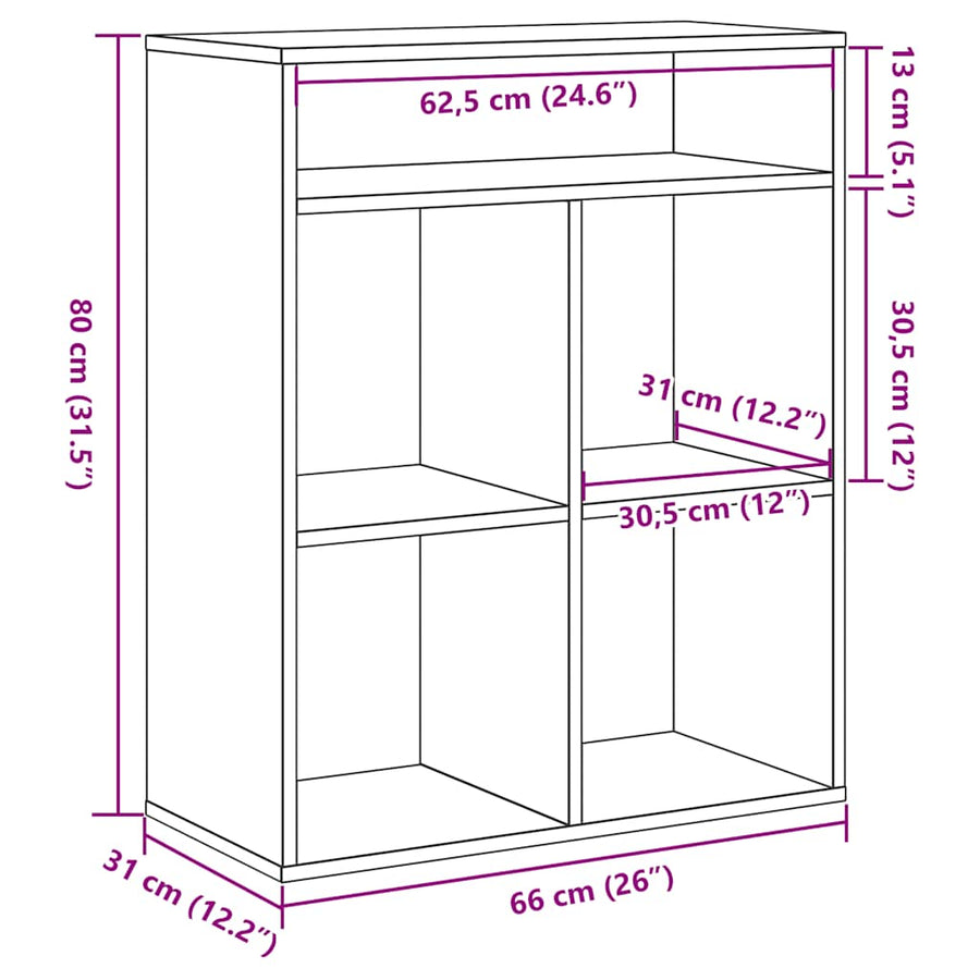Boekenkast 66x31x112 cm bewerkt hout sonoma eikenkleurig