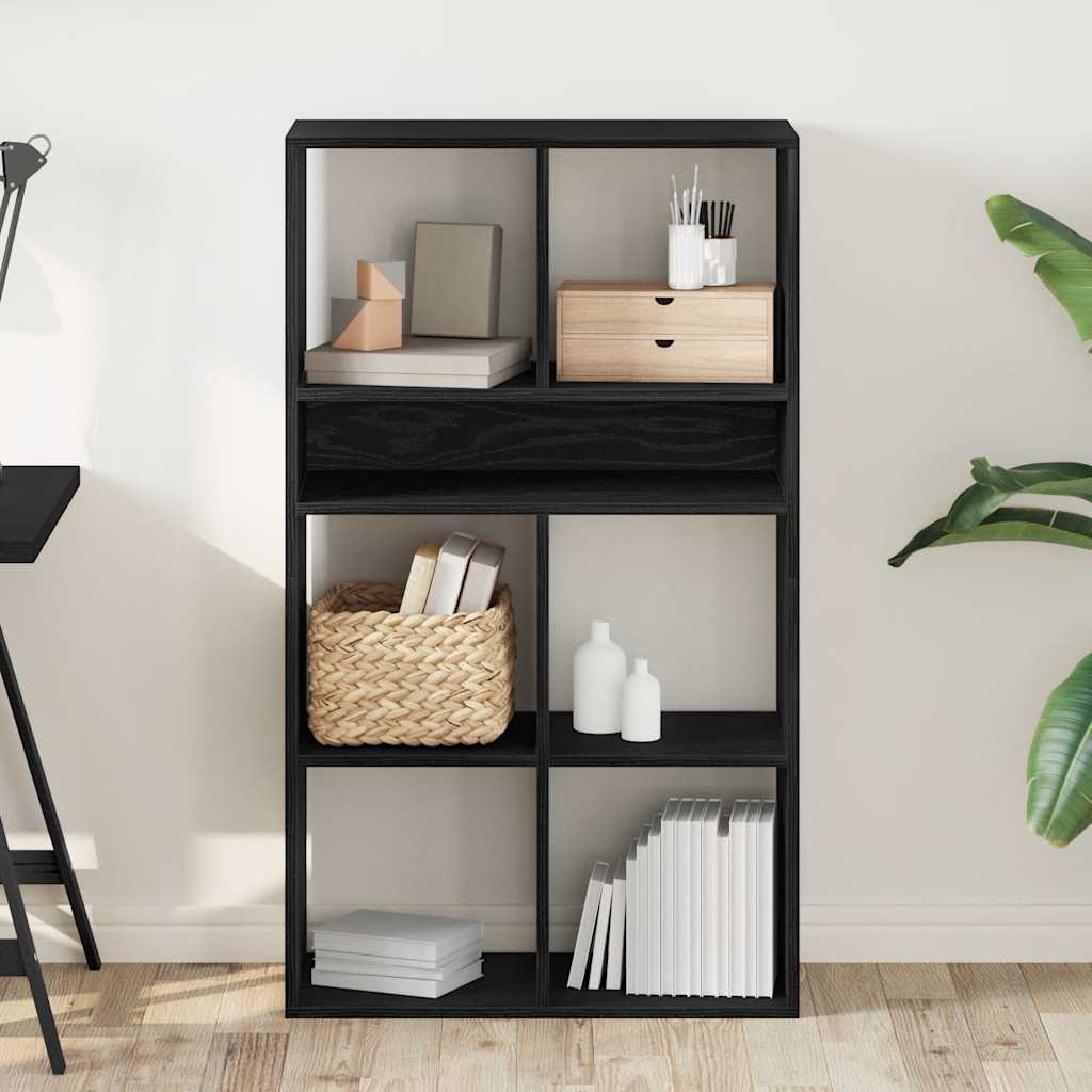 Boekenkast 66x31x112 cm bewerkt hout zwart