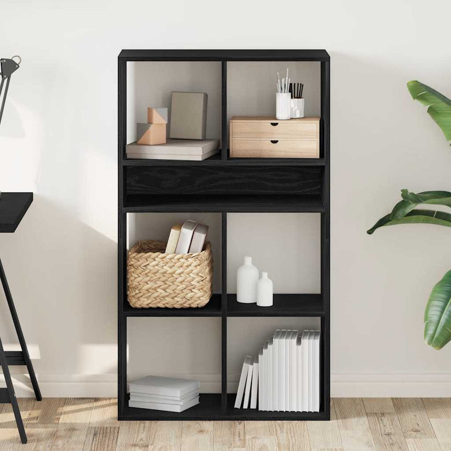 Boekenkast 66x31x112 cm bewerkt hout zwart