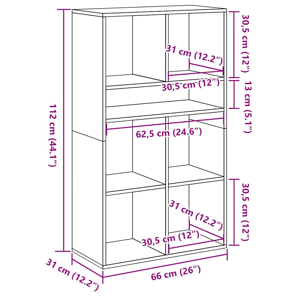 Boekenkast 66x31x112 cm bewerkt hout zwart