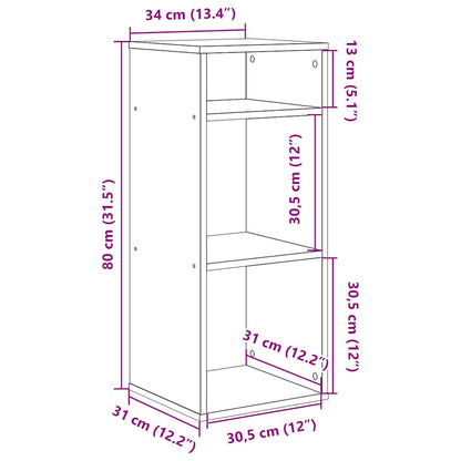 Boekenkast 34x31x80 cm bewerkt hout grijs sonoma eikenkleurig