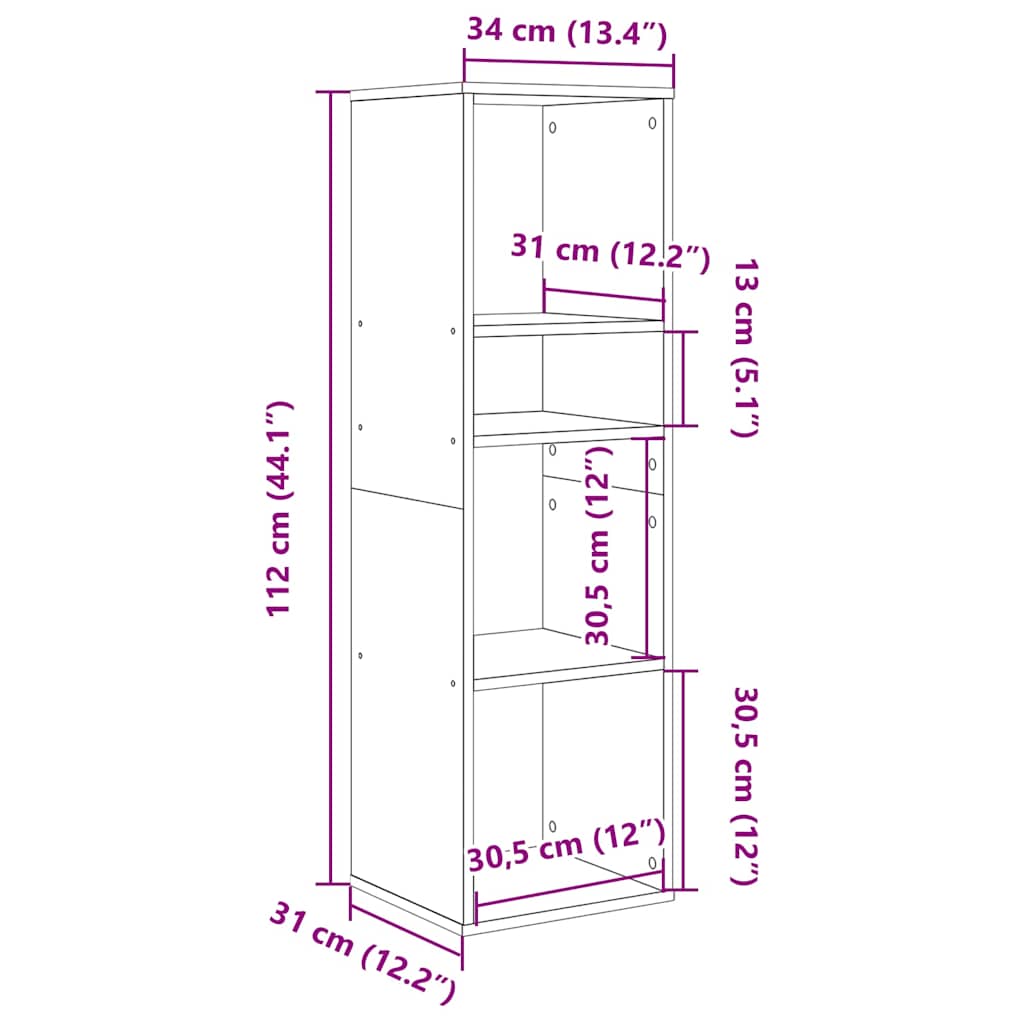Boekenkast 34x31x112 cm bewerkt hout sonoma eikenkleurig