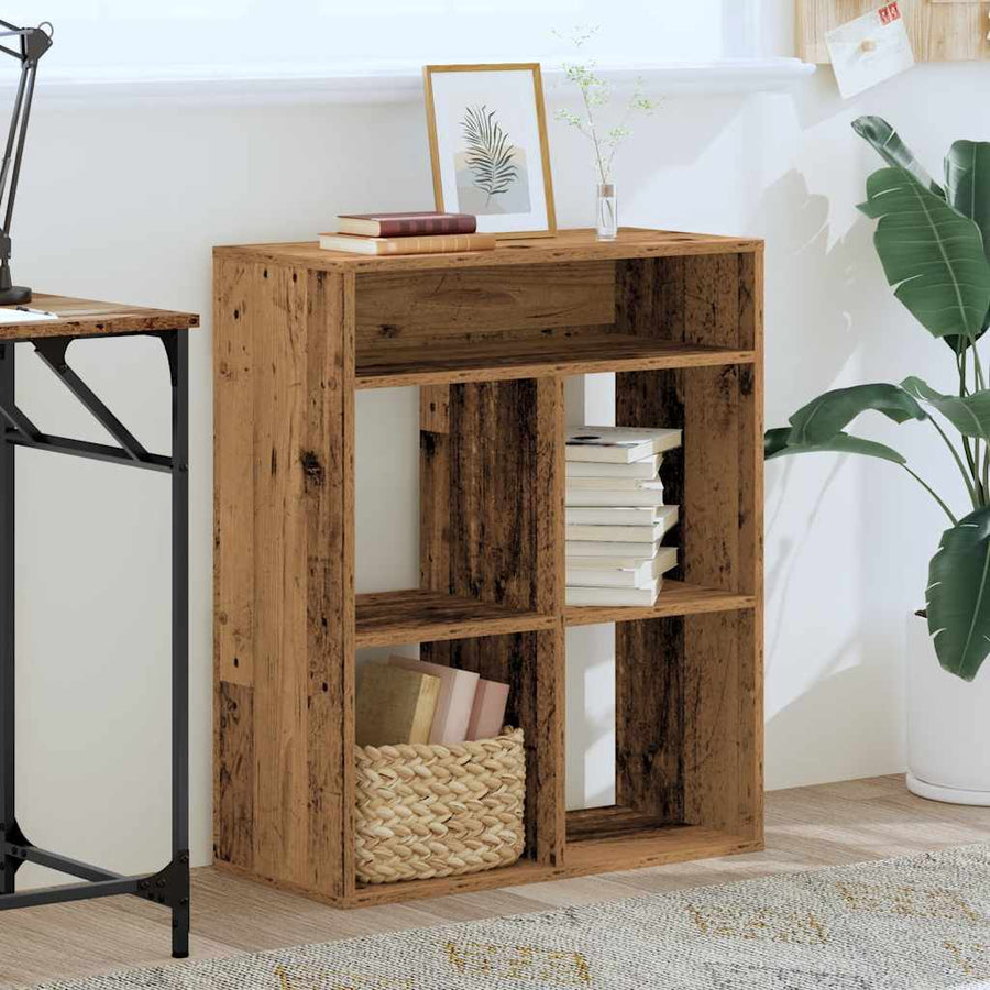 Boekenkast 66x31x80 cm bewerkt hout oud houtkleurig
