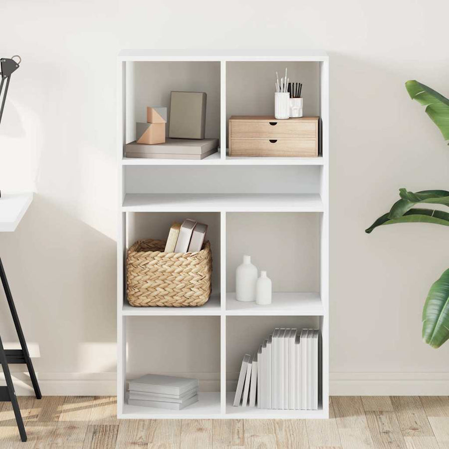 Boekenkast 66x31x112 cm bewerkt hout wit