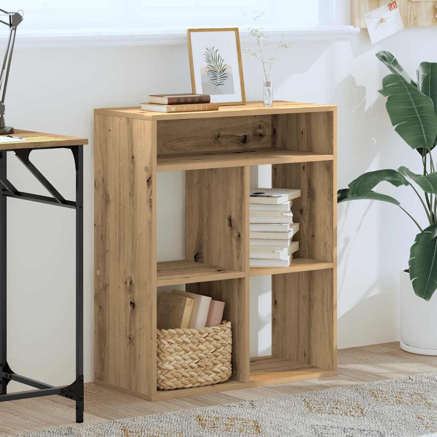 Boekenkast 66x31x80 cm bewerkt hout artisanaal eikenkleur