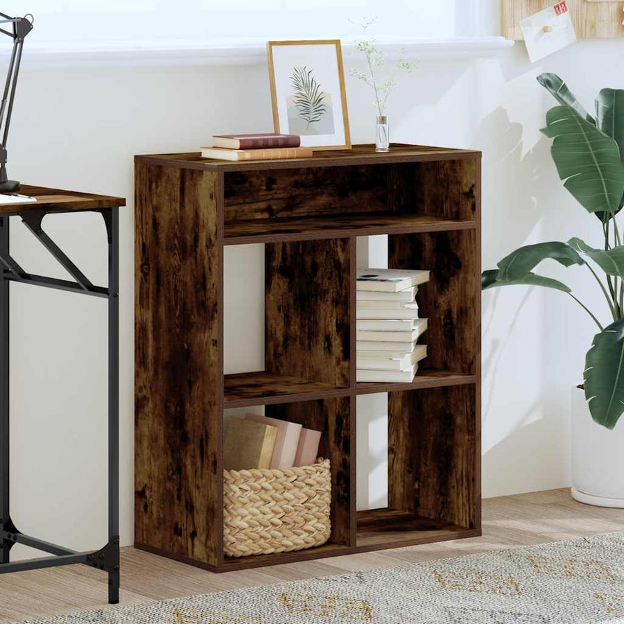 Boekenkast 66x31x80 cm bewerkt hout gerookt eikenkleurig