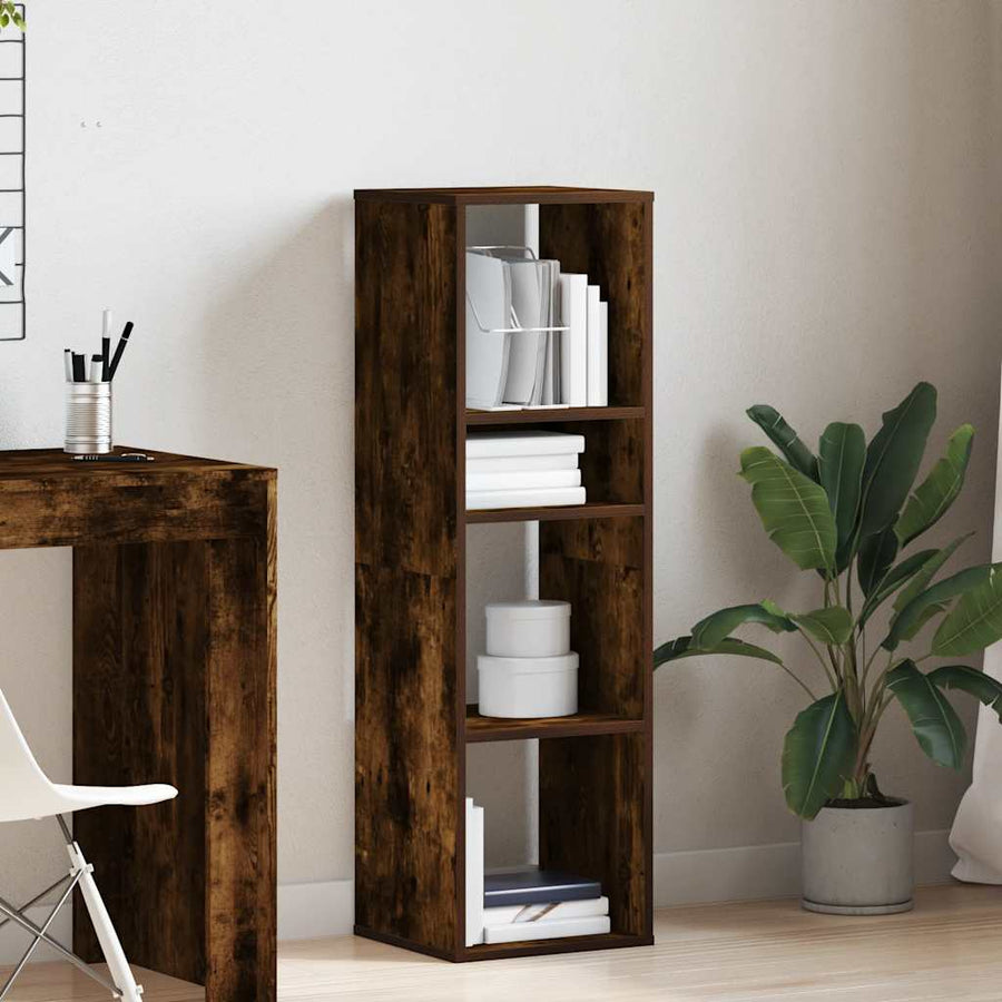 Boekenkast 34x31x112 cm bewerkt hout gerookt eikenkleurig