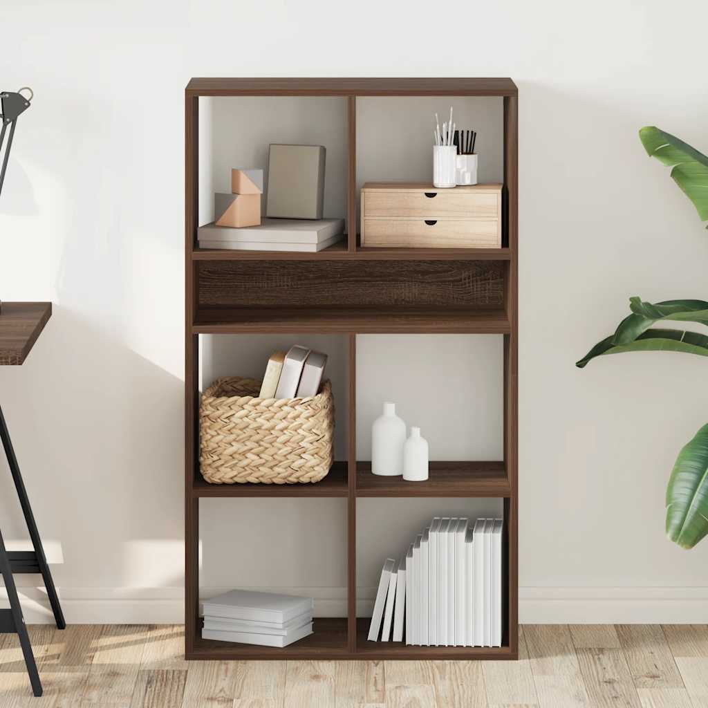 Boekenkast 66x31x112 cm bewerkt hout bruin eikenkleur