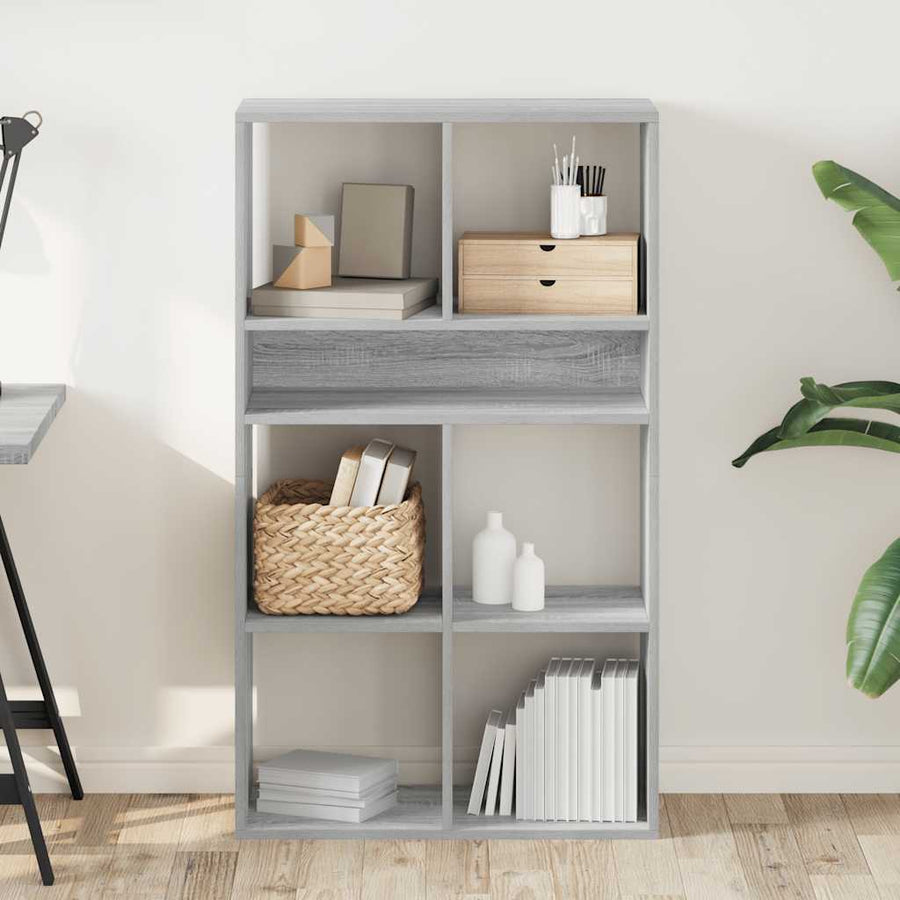 Boekenkast 66x31x112 cm bewerkt hout grijs sonoma eikenkleurig