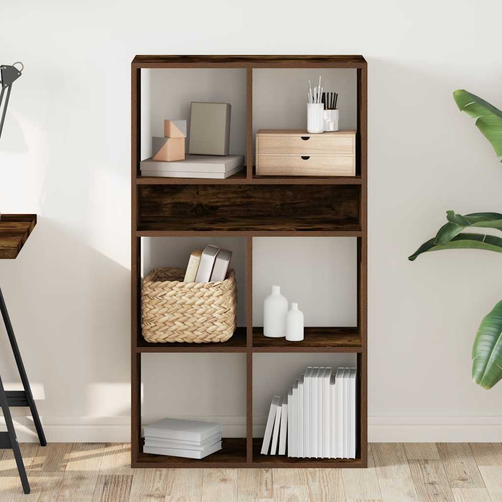 Boekenkast 66x31x112 cm bewerkt hout gerookt eikenkleurig