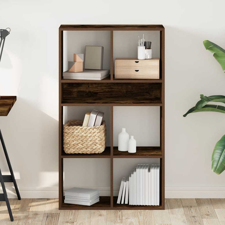 Boekenkast 66x31x112 cm bewerkt hout gerookt eikenkleurig