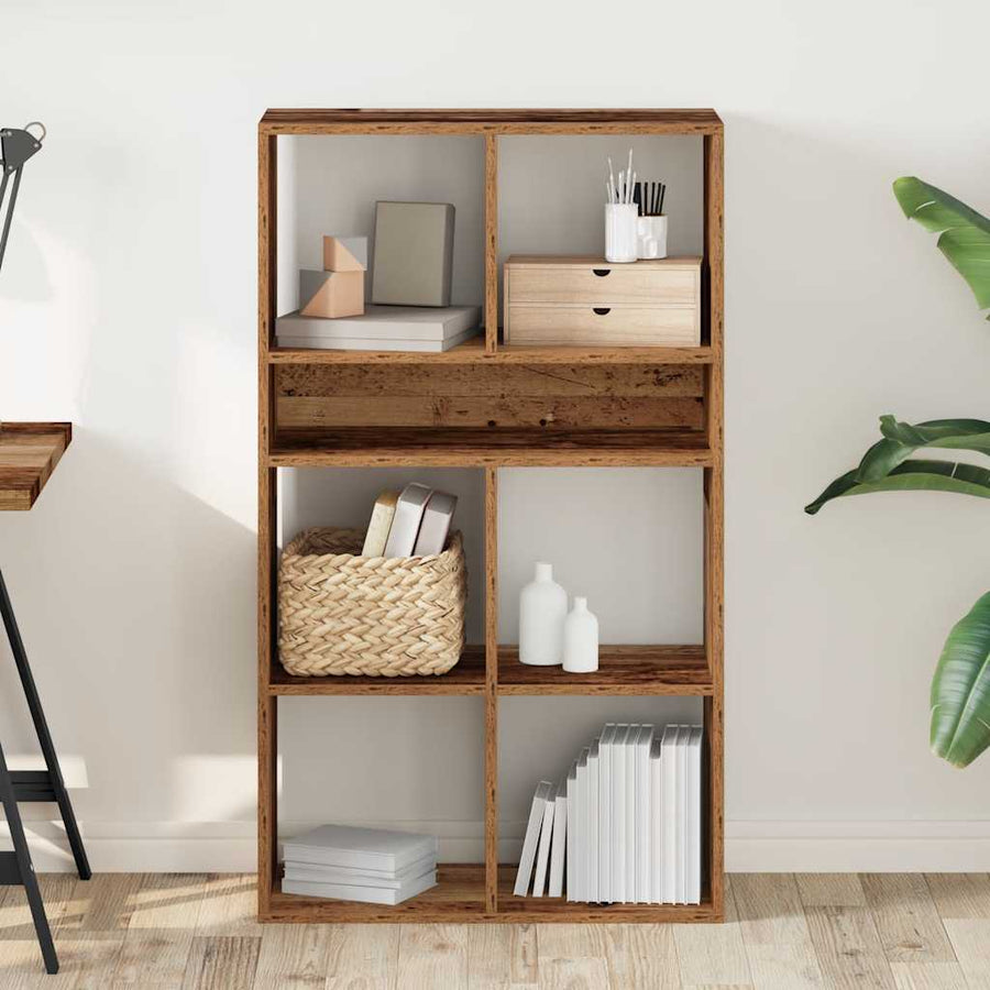 Boekenkast 66x31x112 cm bewerkt hout oud houtkleurig