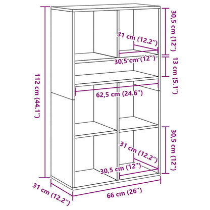 Boekenkast 66x31x112 cm bewerkt hout oud houtkleurig