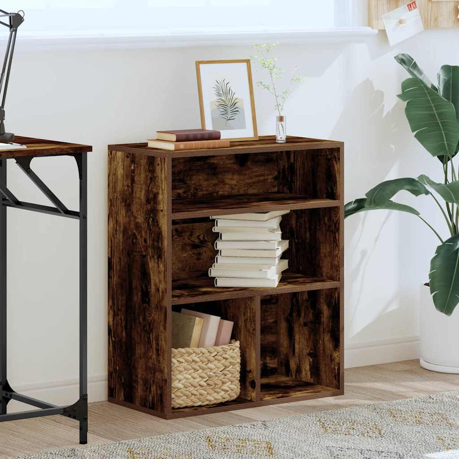 Boekenkast 60x30x71,5 cm bewerkt hout gerookt eikenkleurig