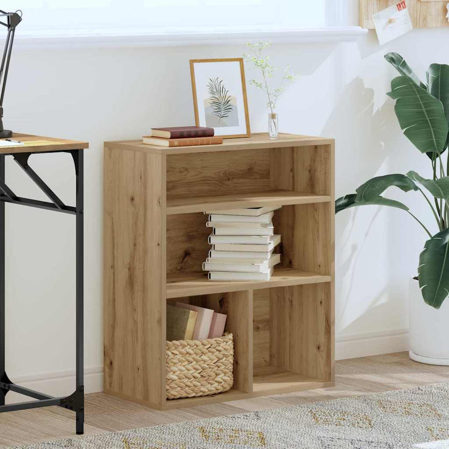 Boekenkast 60x30x71,5 cm bewerkt hout artisanaal eikenkleur