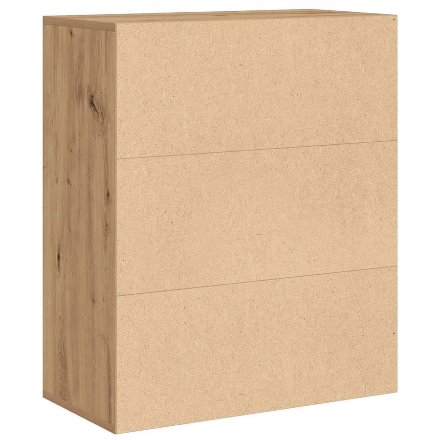 Boekenkast 60x30x71,5 cm bewerkt hout artisanaal eikenkleur