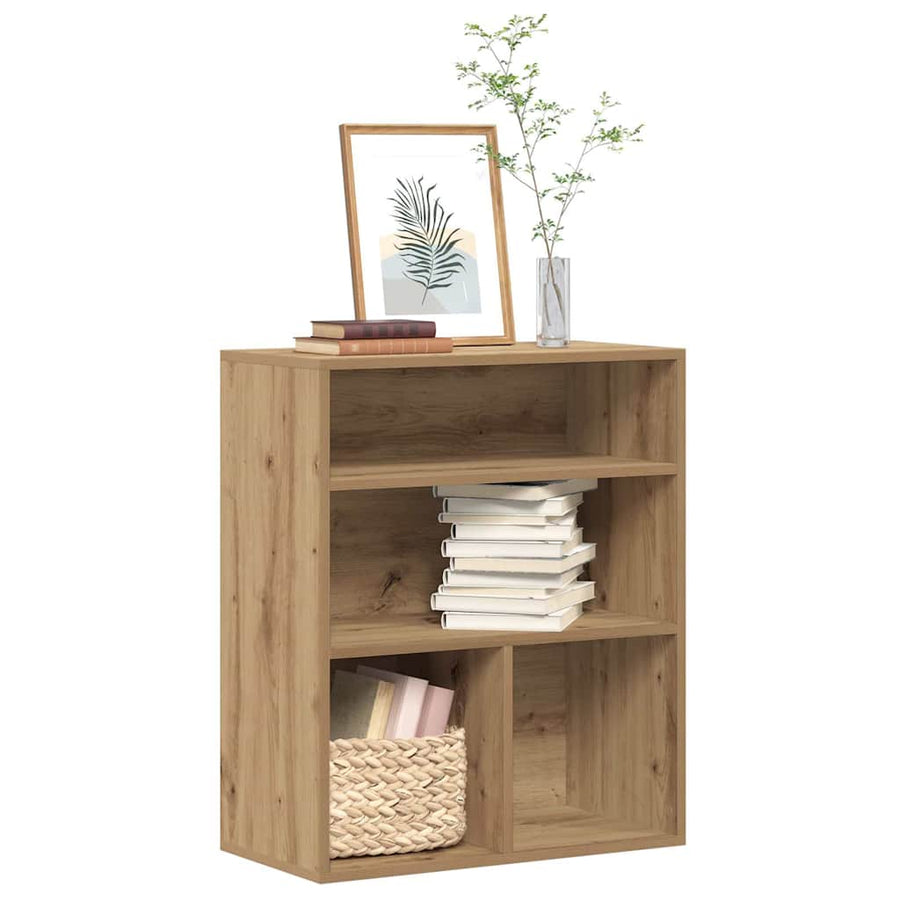 Boekenkast 60x30x71,5 cm bewerkt hout artisanaal eikenkleur