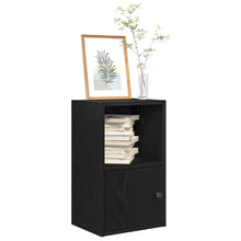 Boekenkast 31x24x52 cm bewerkt hout zwart eikenkleurig
