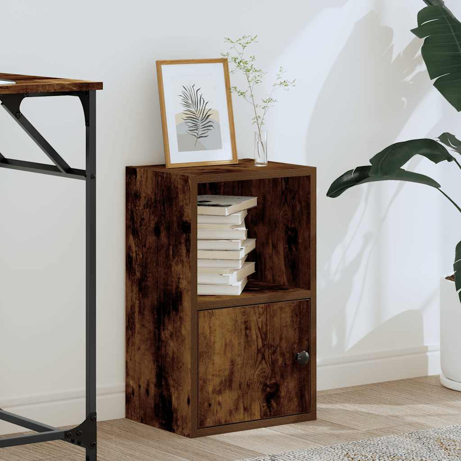 Boekenkast 31x24x52 cm bewerkt hout gerookt eikenkleurig