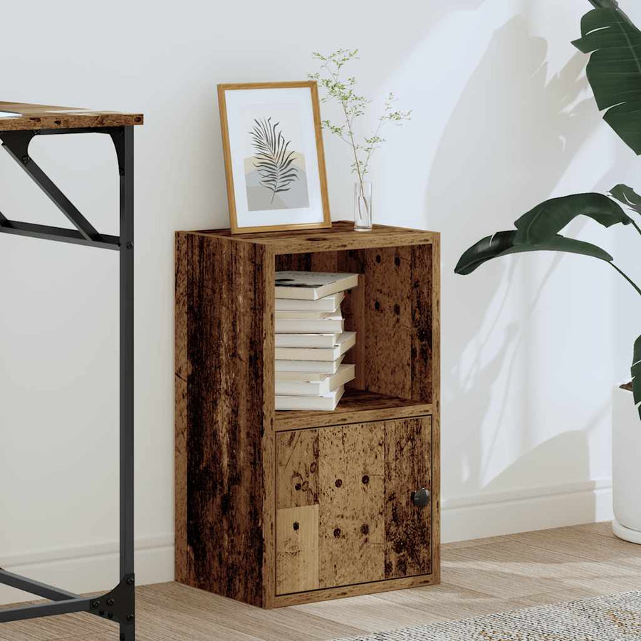 Boekenkast 31x24x52 cm bewerkt hout oud houtkleurig