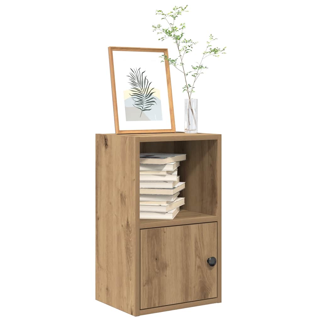 Boekenkast 31x24x52 cm bewerkt hout artisanaal eikenkleurig