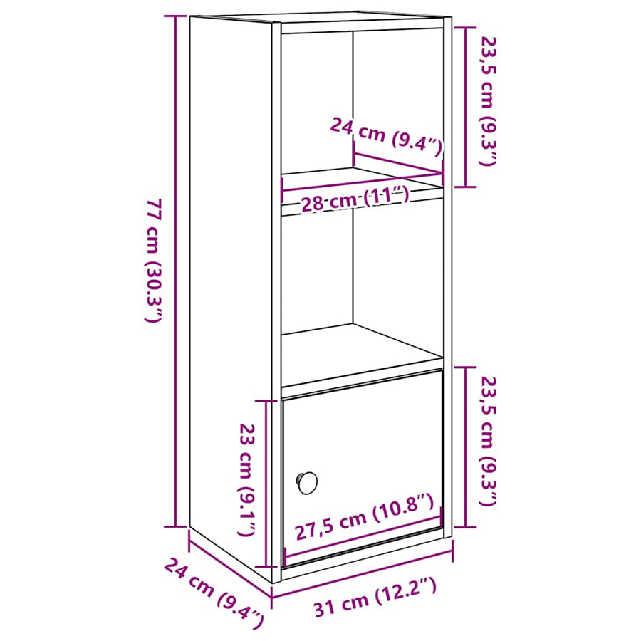 Boekenkast 31x24x77 cm bewerkt hout oud houtkleurig