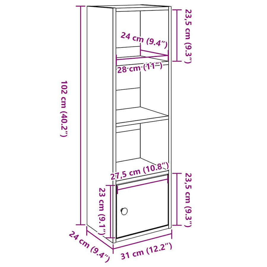 Boekenkast 31x24x102 cm bewerkt hout sonoma eikenkleurig