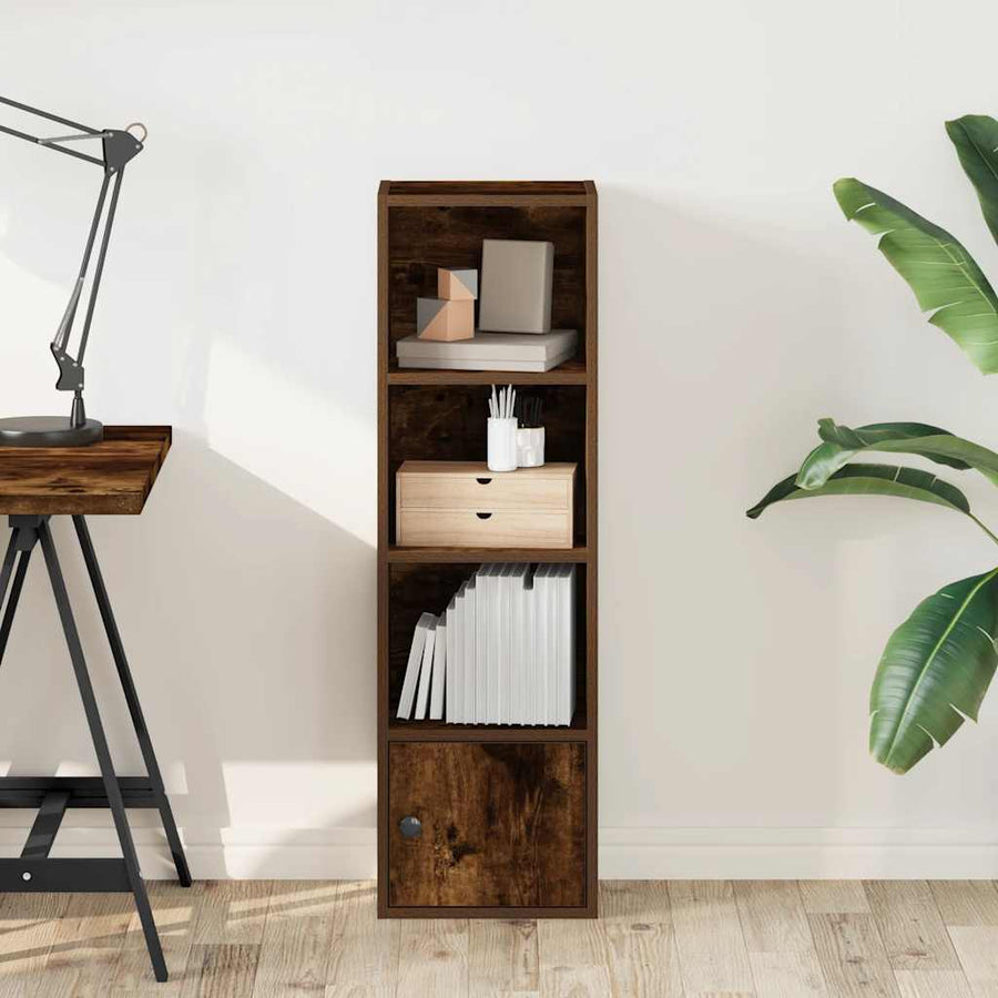 Boekenkast 31x24x102 cm bewerkt hout gerookt eikenkleurig