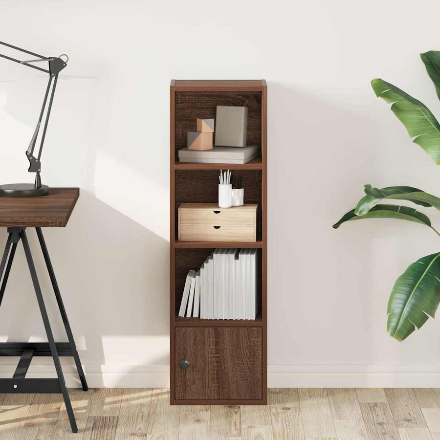 Boekenkast 31x24x102 cm bewerkt hout bruin eikenkleurig