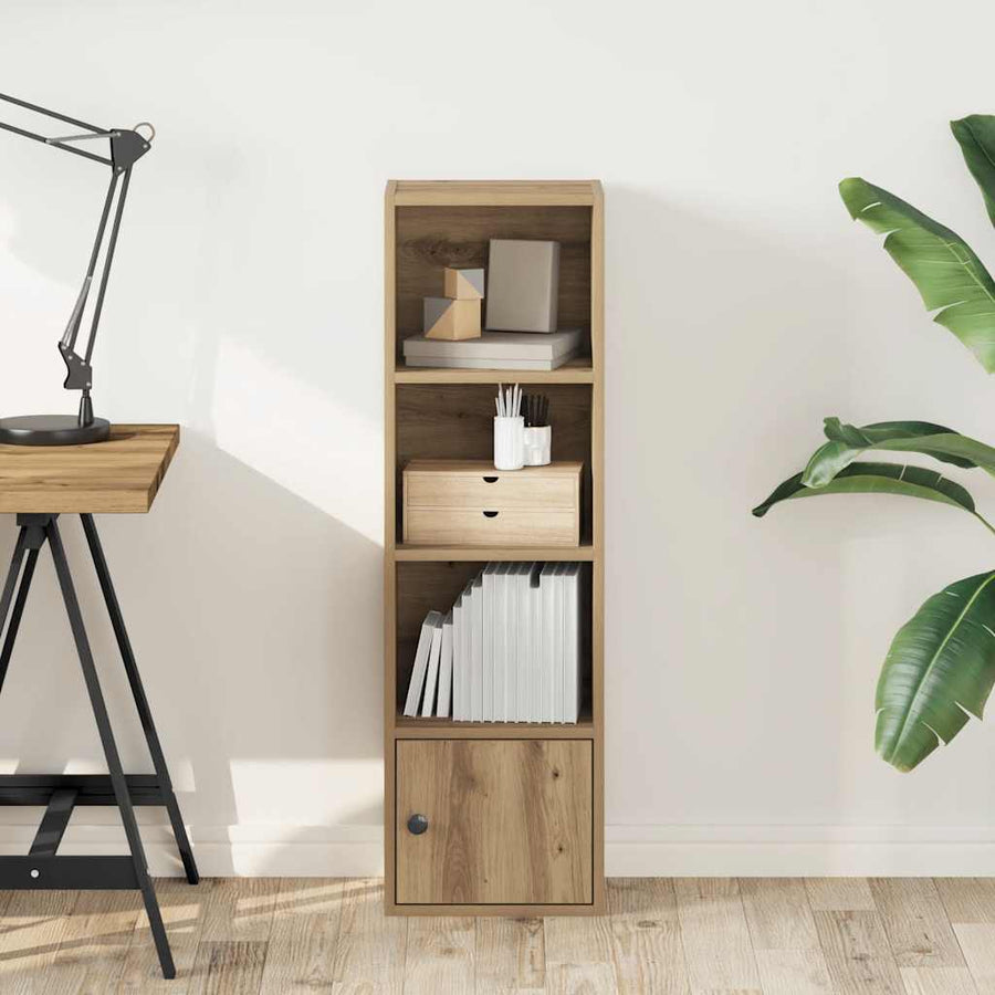 Boekenkast 31x24x102 cm bewerkt hout artisanaal eikenkleurig