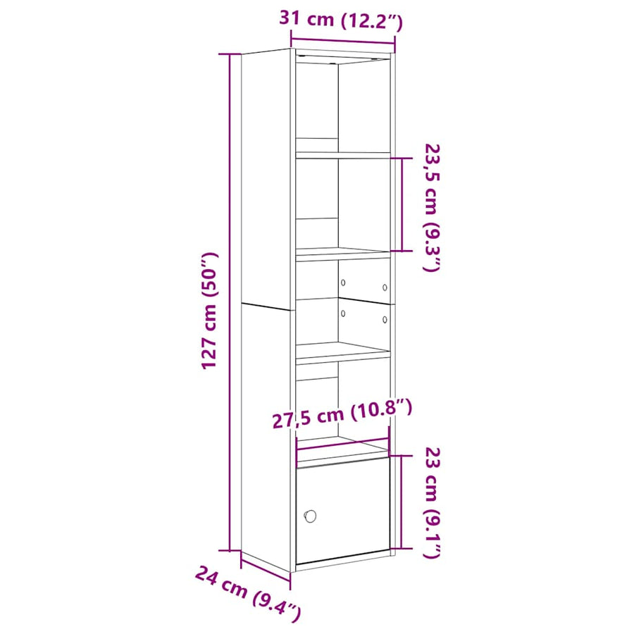 Boekenkast 31x24x127 cm bewerkt hout zwart eikenkleurig