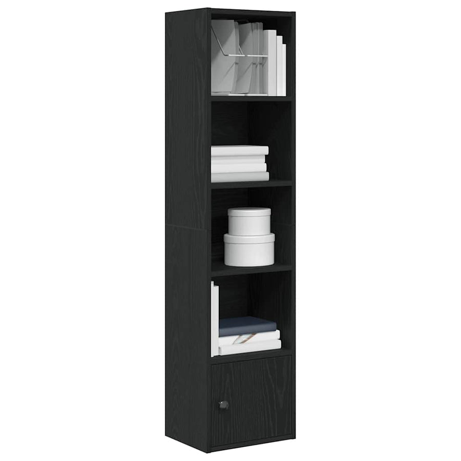 Boekenkast 31x24x127 cm bewerkt hout zwart eikenkleurig