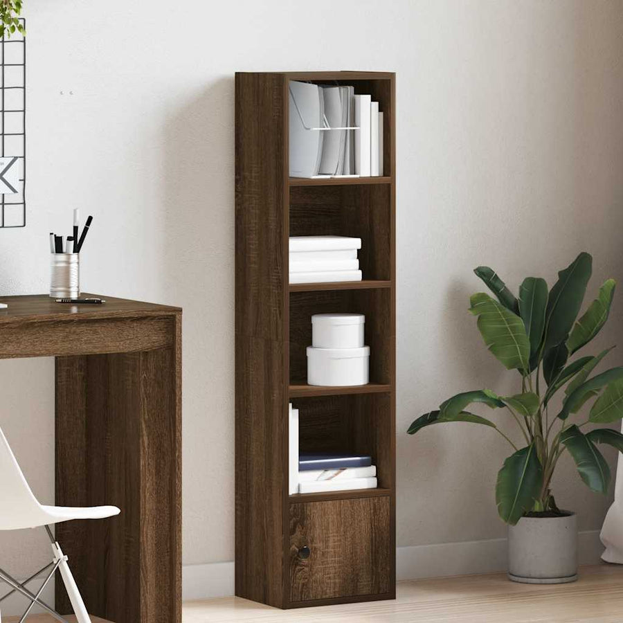 Boekenkast 31x24x127 cm bewerkt hout bruin eikenkleurig
