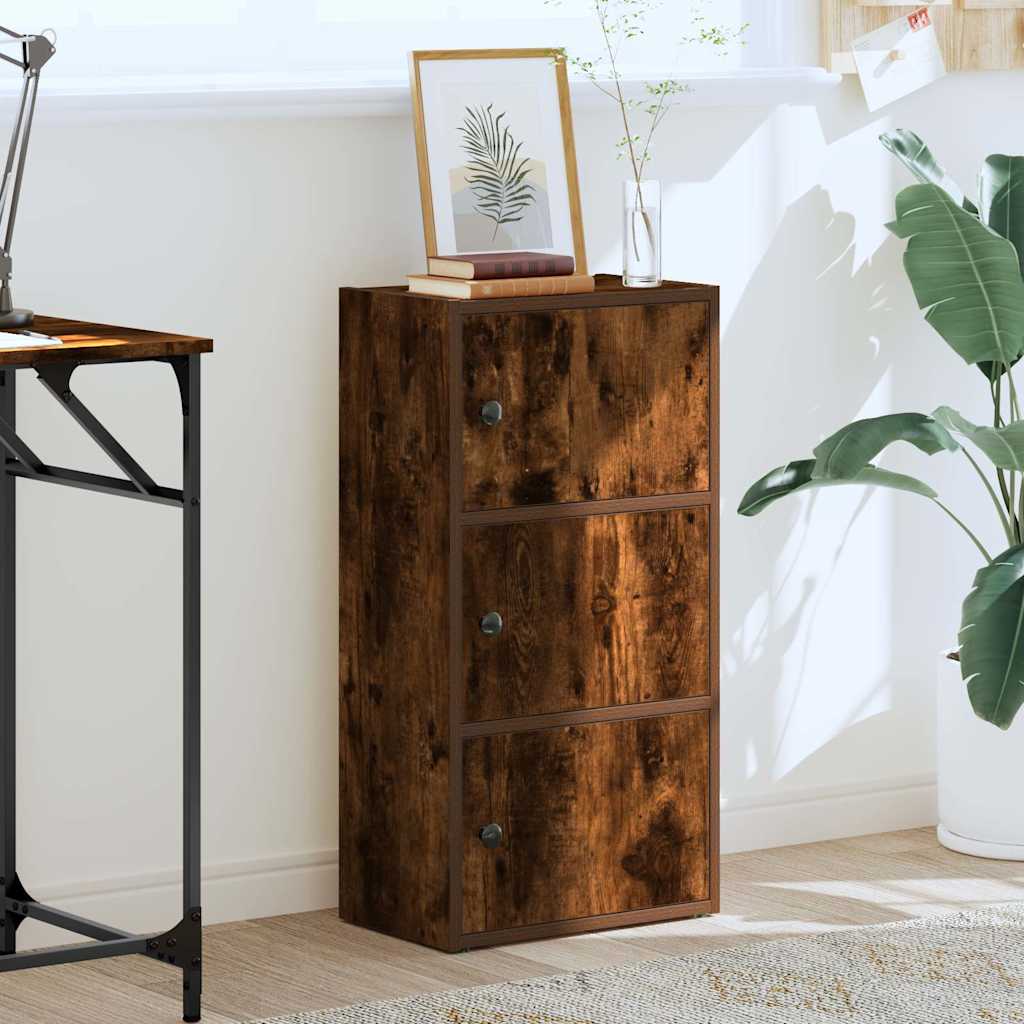 Boekenkast 40x24x77 cm bewerkt hout gerookt eikenkleurig
