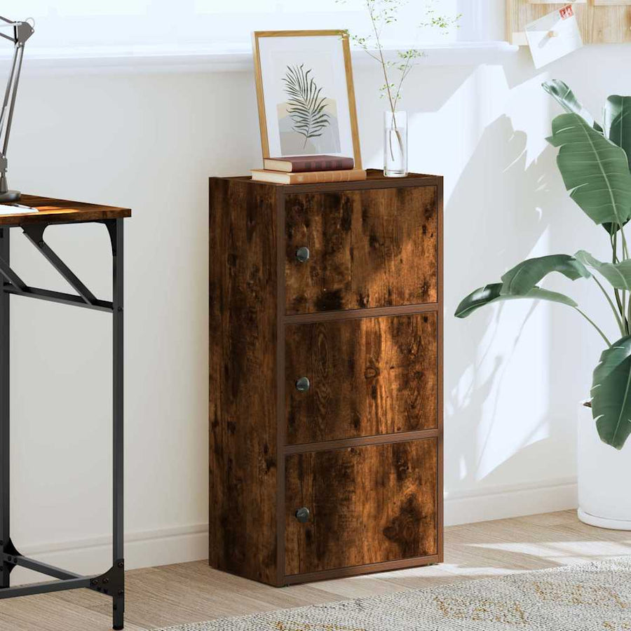 Boekenkast 40x24x77 cm bewerkt hout gerookt eikenkleurig
