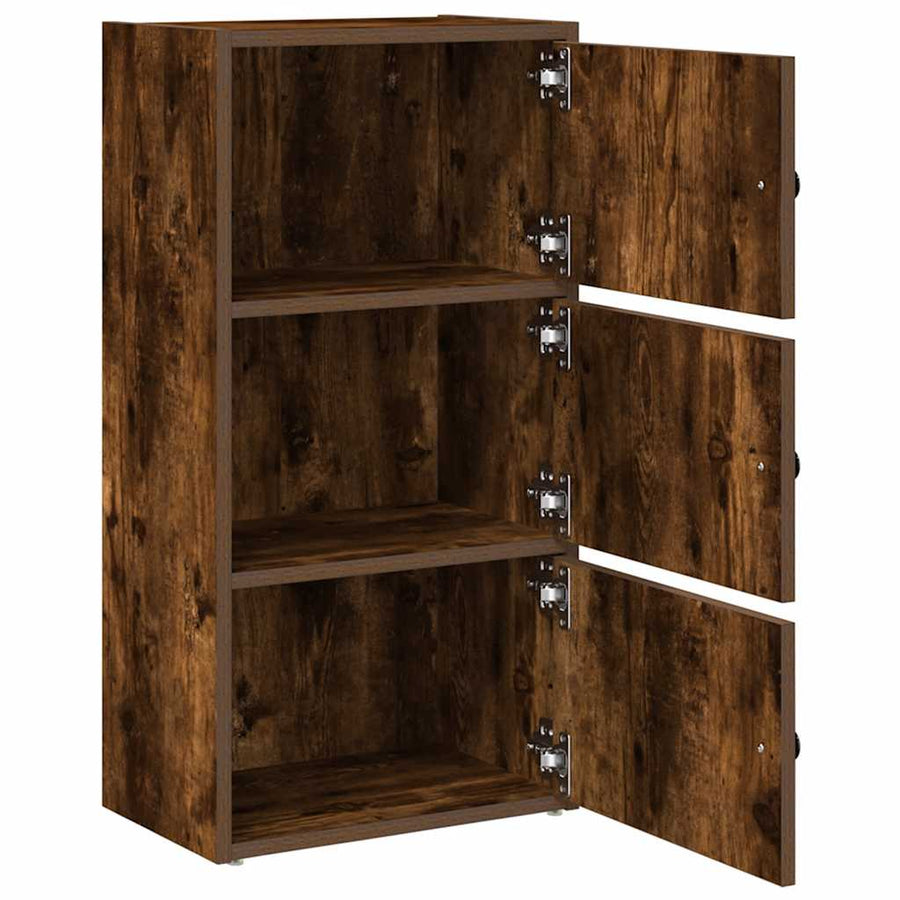 Boekenkast 40x24x77 cm bewerkt hout gerookt eikenkleurig
