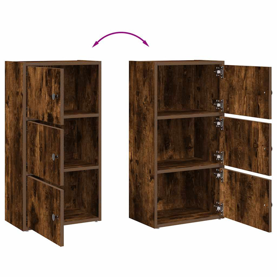 Boekenkast 40x24x77 cm bewerkt hout gerookt eikenkleurig