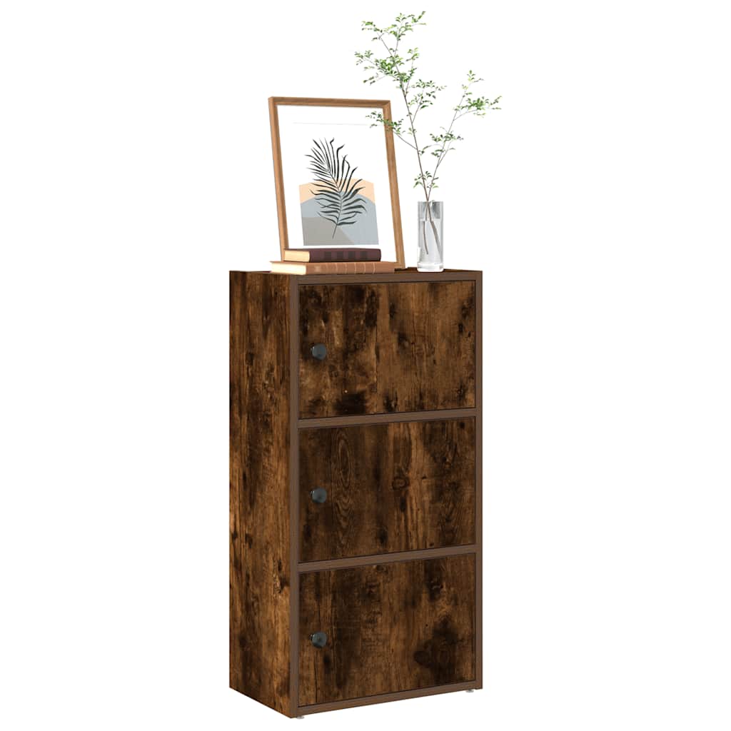 Boekenkast 40x24x77 cm bewerkt hout gerookt eikenkleurig
