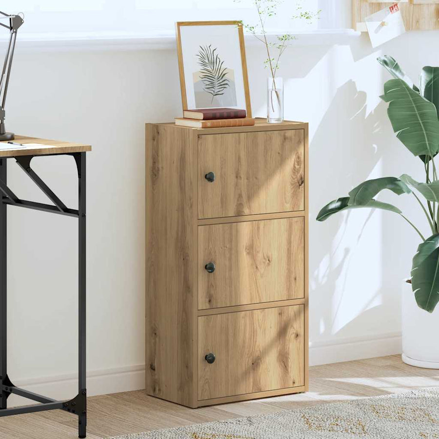 Boekenkast 40x24x77 cm bewerkt hout artisanaal eikenkleurig