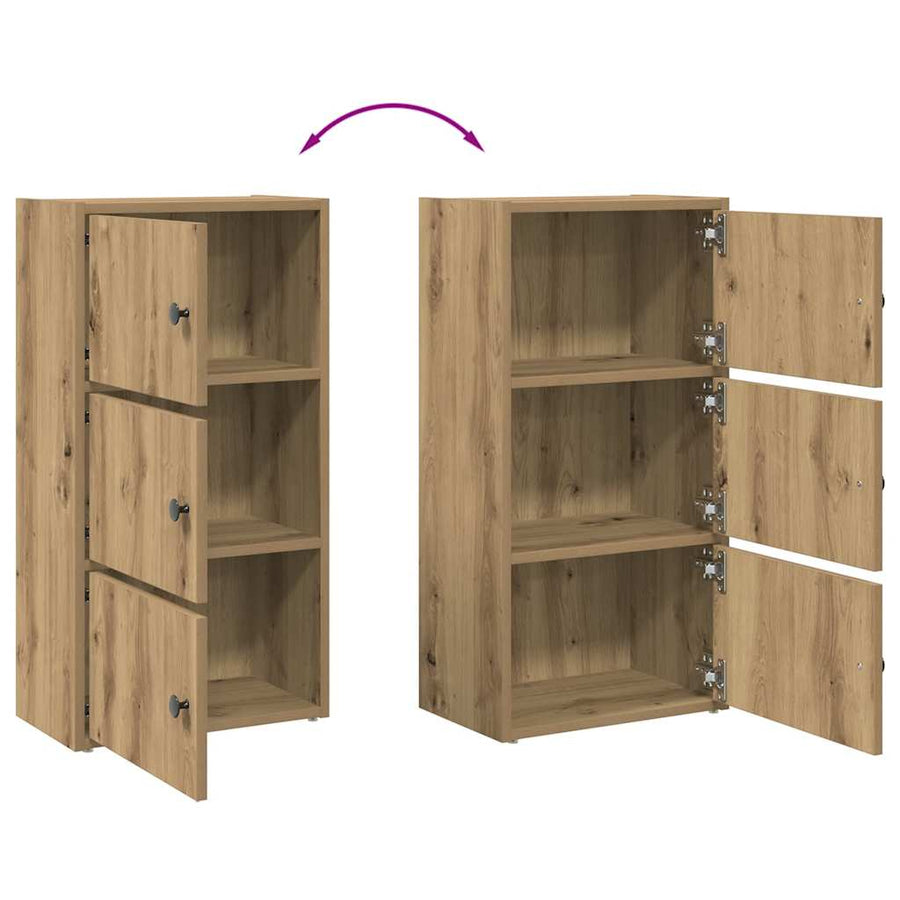 Boekenkast 40x24x77 cm bewerkt hout artisanaal eikenkleurig