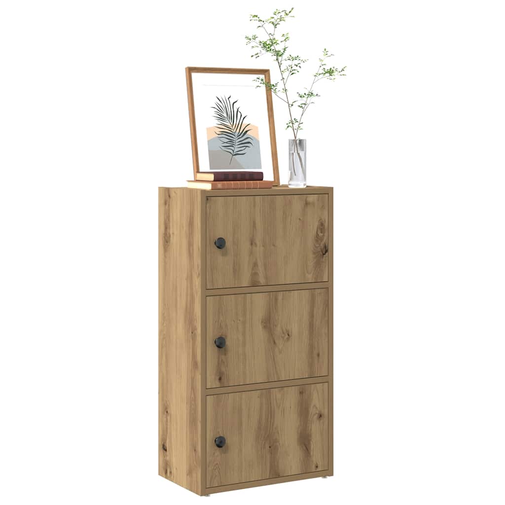 Boekenkast 40x24x77 cm bewerkt hout artisanaal eikenkleurig